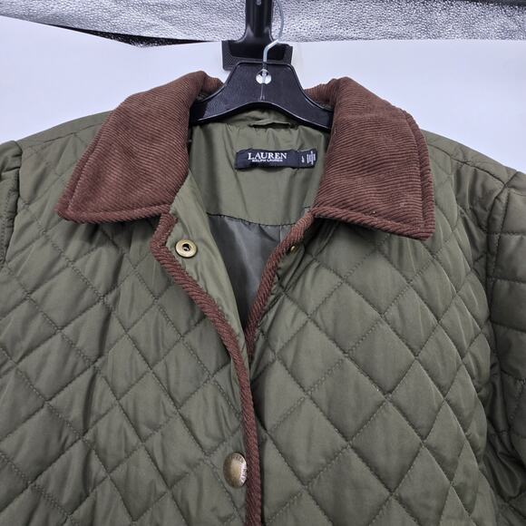 Lauren Ralph Lauren LRL Quilted Barn Coat Women's LG Green Chore Jacket Corduroy - Picture 5 of 16